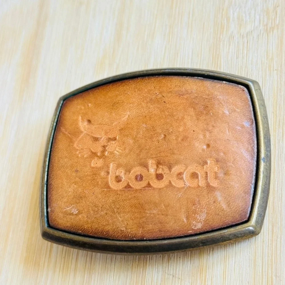 Vintage El Cid Bobcat belt buckle‎ Leather brass Rare